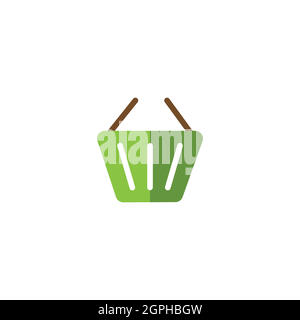 Empty shopping basket. Flat color icon. Commerce vector illustration Stock Vector