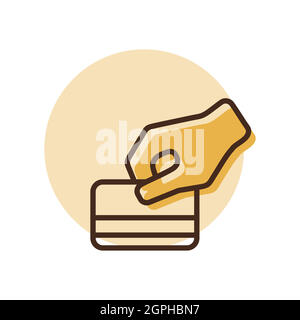 Hand swipe credit card during purchase icon Stock Vector