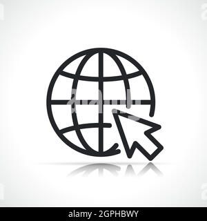 globe and mouse cursor icon Stock Vector