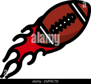 American Football Fire Ball Icon Stock Vector