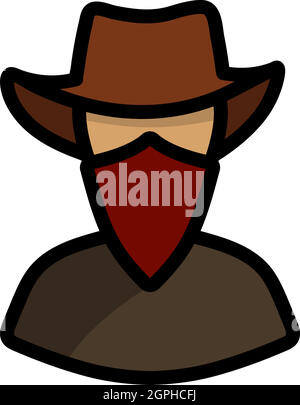 Cowboy With A Scarf On Face Icon Stock Vector