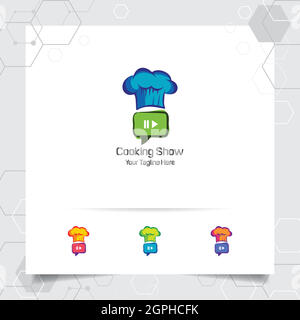 Chef heat logo design concept of cooking tutorials and recipes. Restaurant logo icon for professional chef. Stock Vector