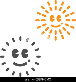 Sun logo icon flat design vector template Stock Vector