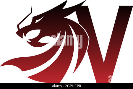 Letter V logo icon with dragon design vector Stock Vector