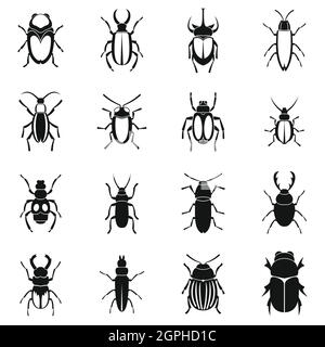 Bugs icons set, simple style Stock Vector