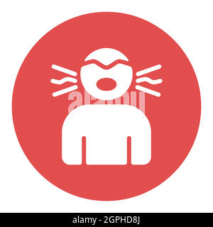 Novel Coronavirus symptoms dry cough vector white glyph icon Stock Vector