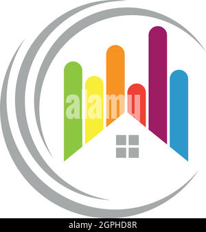 House in paint, painter, logo, background Stock Vector