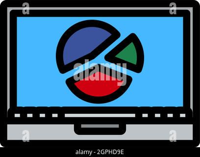 Laptop With Analytics Diagram Icon Stock Vector