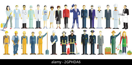 Group of people of different professions Stock Vector