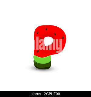 Watermelon letter P Stock Vector