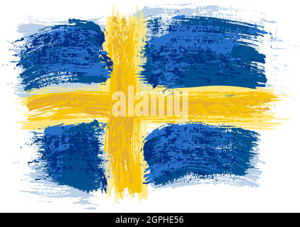 Swedish Flag Painted with a Brush Stock Vector