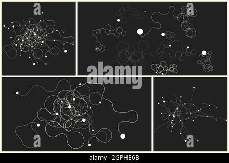 Abstract black and white background with generative art elements. Futuristic and glitched shapes in cyberpunk style. Stock Vector