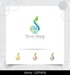 Spa beauty logo vector design with concept of green nature. Spa and treatment logo for salon beauty clinic. Stock Vector