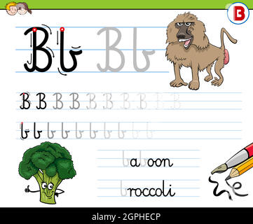 writting letter B worksheet for children Stock Vector