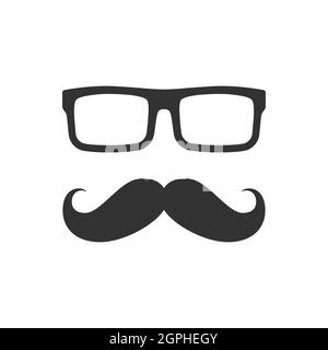 Man mustache and glasses icon Stock Vector