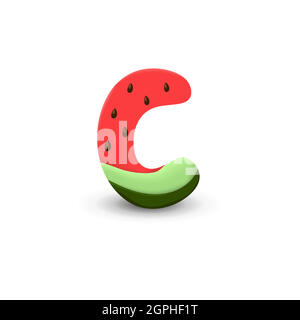 Watermelon letter C Stock Vector