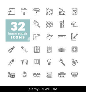 Set of building construction and home repair icons Stock Vector