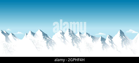 Mountain peaks covered with snow Stock Vector