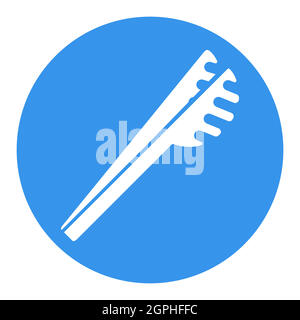 Spaghetti tongs vector white glyph icon. Kitchen appliances Stock Vector