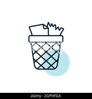 Wastebasket outline icon. Workspace sign Stock Vector