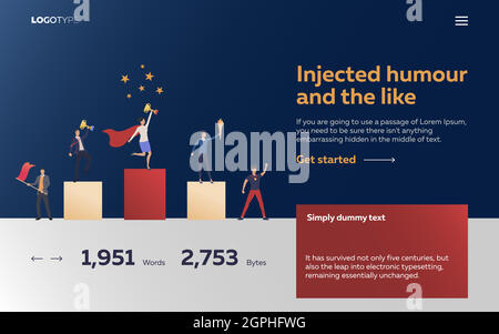 Workers winning awards landing page Stock Vector