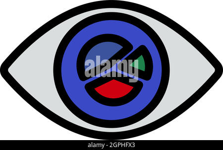 Eye With Market Chart Inside Pupil Icon Stock Vector