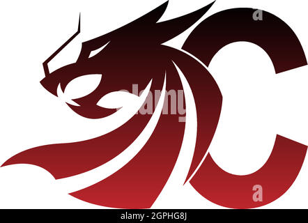 Letter C logo icon with dragon design vector Stock Vector
