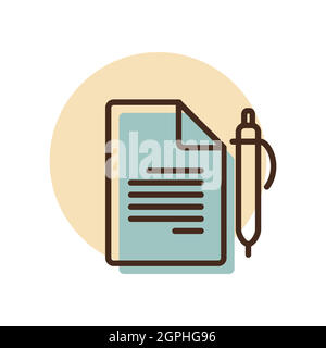 Contract Document With Pencil outline icon Stock Vector