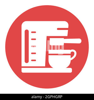 Coffee machine with cup vector white glyph icon Stock Vector