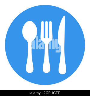 Spoon fork and knife vector white glyph icon Stock Vector