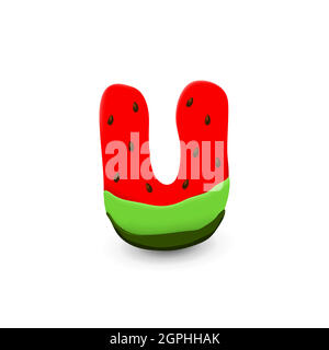 Watermelon letter U Stock Vector