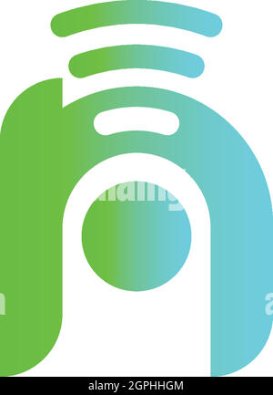 Letter n, Wireless connecting logo Stock Vector