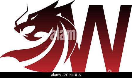 Letter W logo icon with dragon design vector Stock Vector