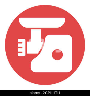 Electric meat grinder vector white glyph icon Stock Vector