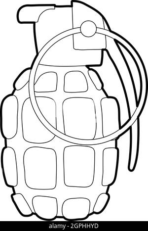 Hand grenade icon, outline style Stock Vector