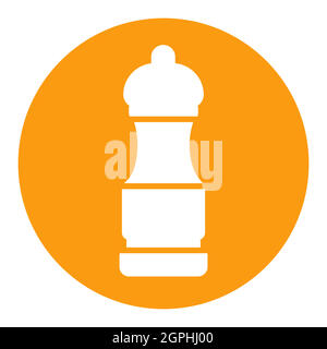 Pepper mill spice grinder vector white glyph icon Stock Vector
