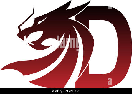 Letter D logo icon with dragon design vector Stock Vector