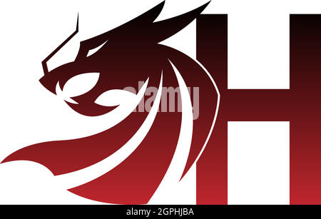 Letter H logo icon with dragon design vector Stock Vector