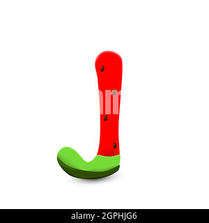 Watermelon letter J Stock Vector
