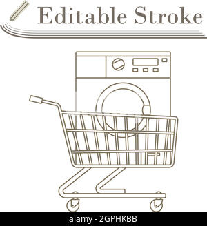 Shopping Cart With Washing Machine Icon Stock Vector