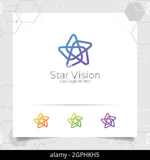 Star logo design concept of connected loop symbol , abstract star vector logo used for finance, accounting, and consulting. Stock Vector
