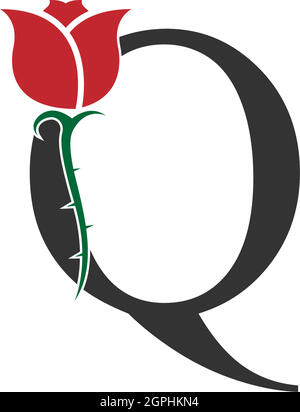 Letter Q logo icon with rose design vector Stock Vector