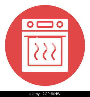 Electric oven vector kitchen white glyph icon Stock Vector