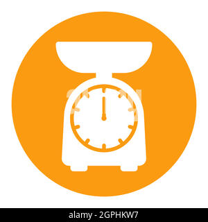 Scales vector white glyph icon. Kitchen appliance Stock Vector