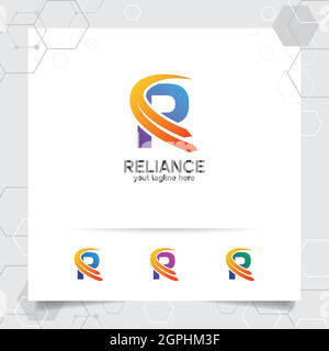 Business finance letter R logo design vector with a simple modern color for marketing, consulting, bank, trading, and other business. Stock Vector