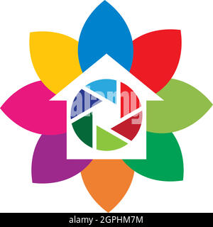 Camera shutter,   logo House Stock Vector