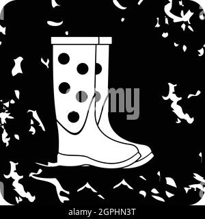 Rubber boots icon, grunge style Stock Vector