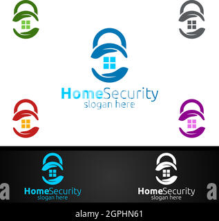 Lock Home Security Logo for Network, Internet, Monitoring, and Alarm Stock Vector