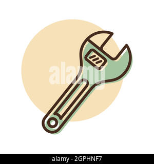 Adjustable spanner vector flat icon Stock Vector