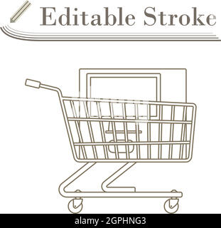Shopping Cart With PC Icon Stock Vector